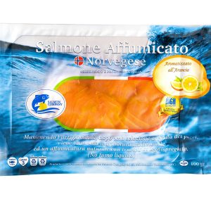 Salmone Affumicato aromatizzato all'arancia conf.da 100 gr